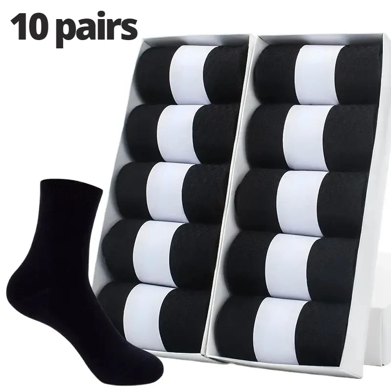 5/10 Pairs Men's Cotton Socks New Style Black Business Men Socks Soft Breathable Summer Winter for Male Socks Plus Size 38-45