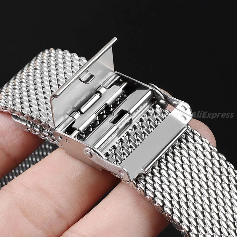 Sleek Milanese Mesh Stainless Steel Quick Release Watch Strap - 1.0mm Width, Multiple Sizes Available