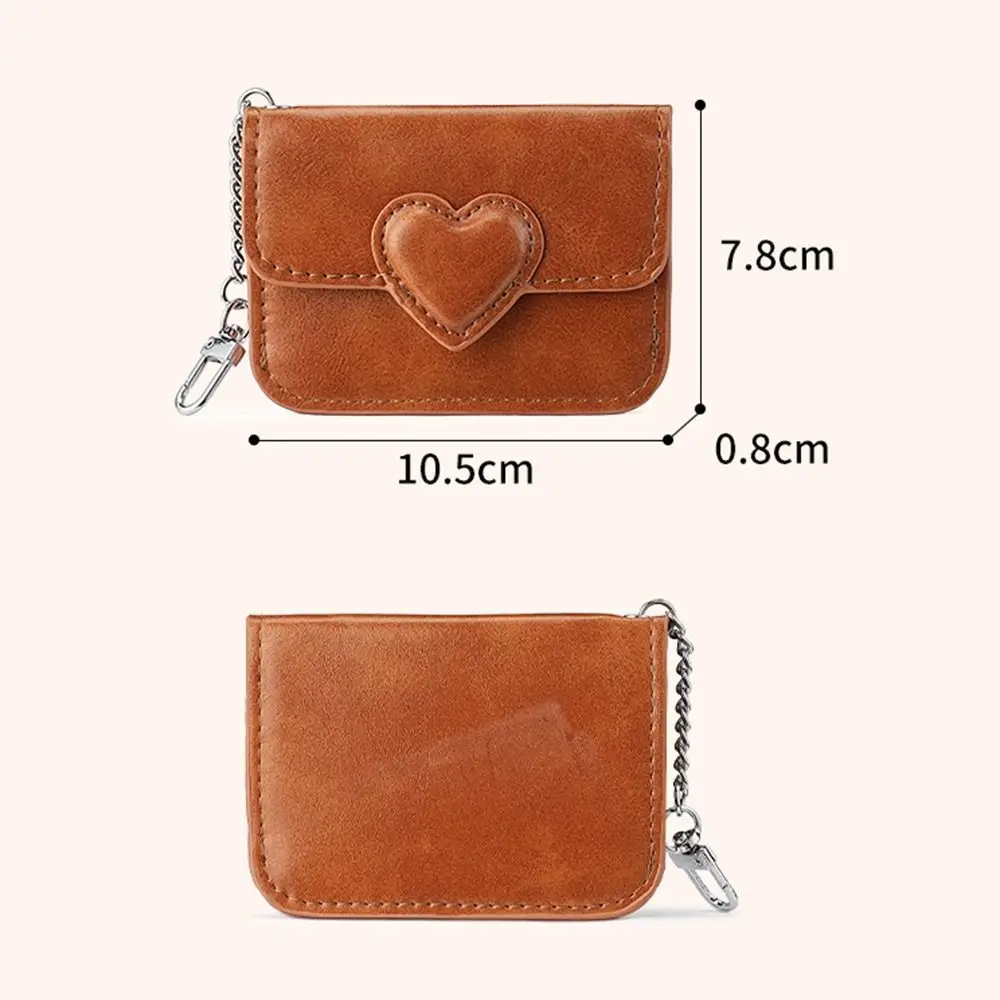 Fashion PU Leather Mini Card Wallet Heart Shaped Multi-card Coin Purse Lightweight Women Men Card Holder Cash Coin Bag