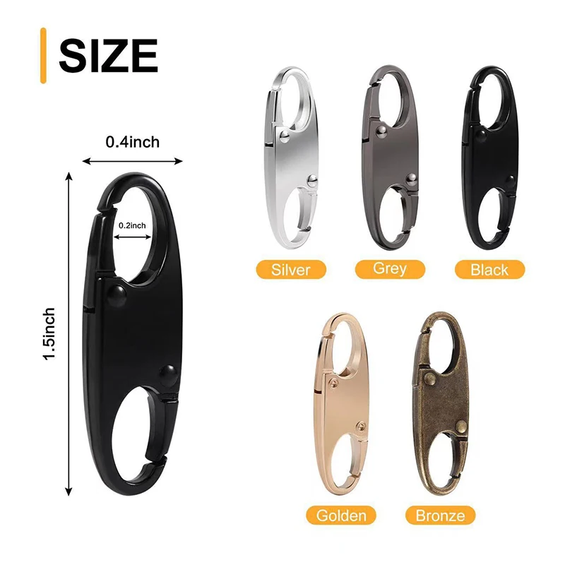 Zipper Heads Zipper Accessories 2pcs Detachable Zipper Head Spring Buckle Double-Ended Movable Port S-Shaped Adjustable Buckle Keychain Luggage Clothing Zipper