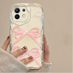 Black Phone Case with Bow and Love Heart Design - Xiaomi Mi 11X (Clear - 8)