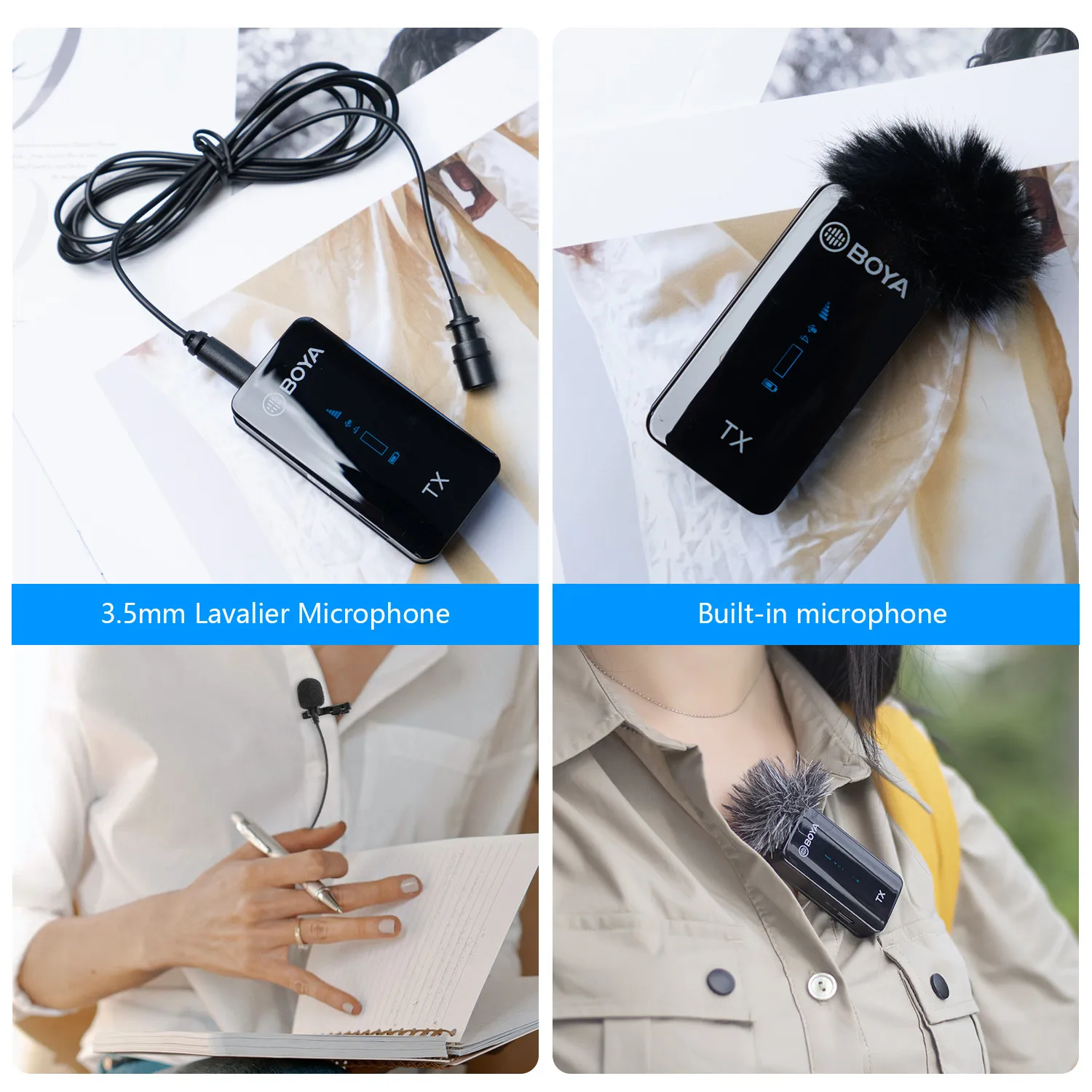 BOYA BY-XM6 K Wireless Lavalier Lapel Microphone for iPhone Android Cell Phone PC DSLR Cameras Live Streaming Youtube Recording