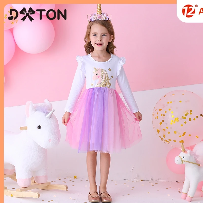 DXTON/Детское платье принцессы для девочек Детское с единорогом Fille Robe Вечерние