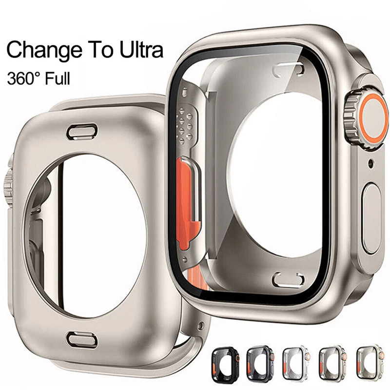 Premium Tempered Glass Apple Watch Screen Protector Case Cover