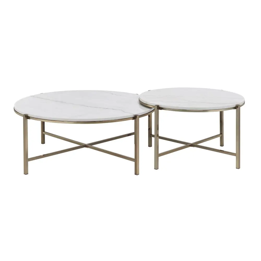 Marble Top Nesting Table Set with Nickel Finish - Zaidee 3