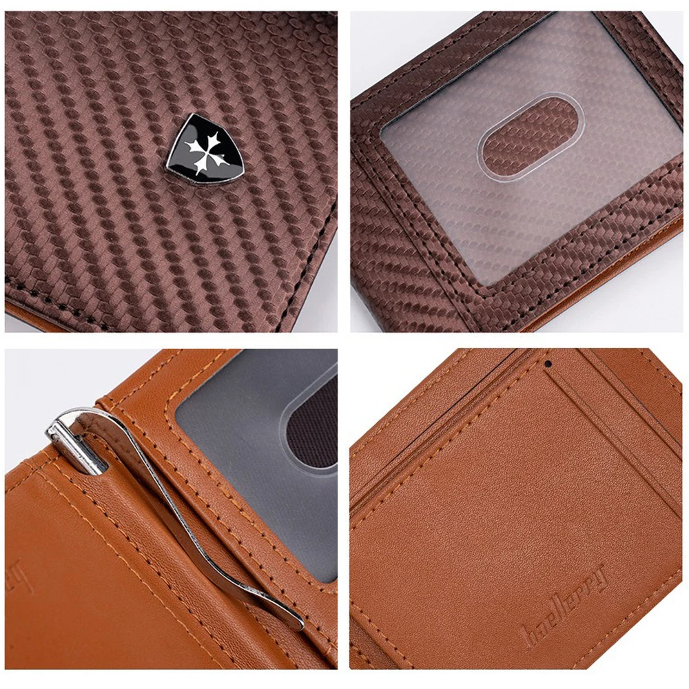 Baellerry Minimalist RFID Short Wallet, Plain Shade PU Leather Slim Bifold for Daily Use