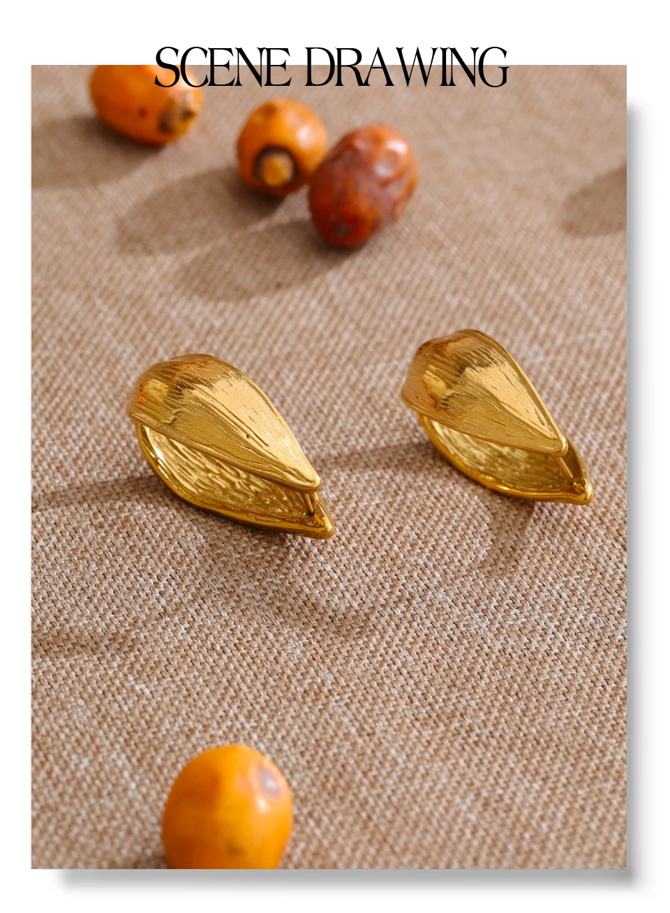 Yhpup Edelstahl-Creolen für alle Anlässe, 18 Karat Gold, PVD-beschichtet, geometrisch, lässig, schlicht, Statement-Schmuck, doppelseitig – Detail 4