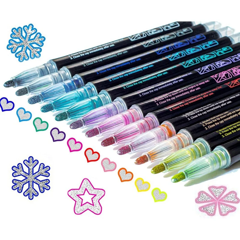 

Shimmer Markers Doodle Outline Dazzles: Metallic Double Line Glitter Pens Set Super Squiggles Dazzlers Multicolor