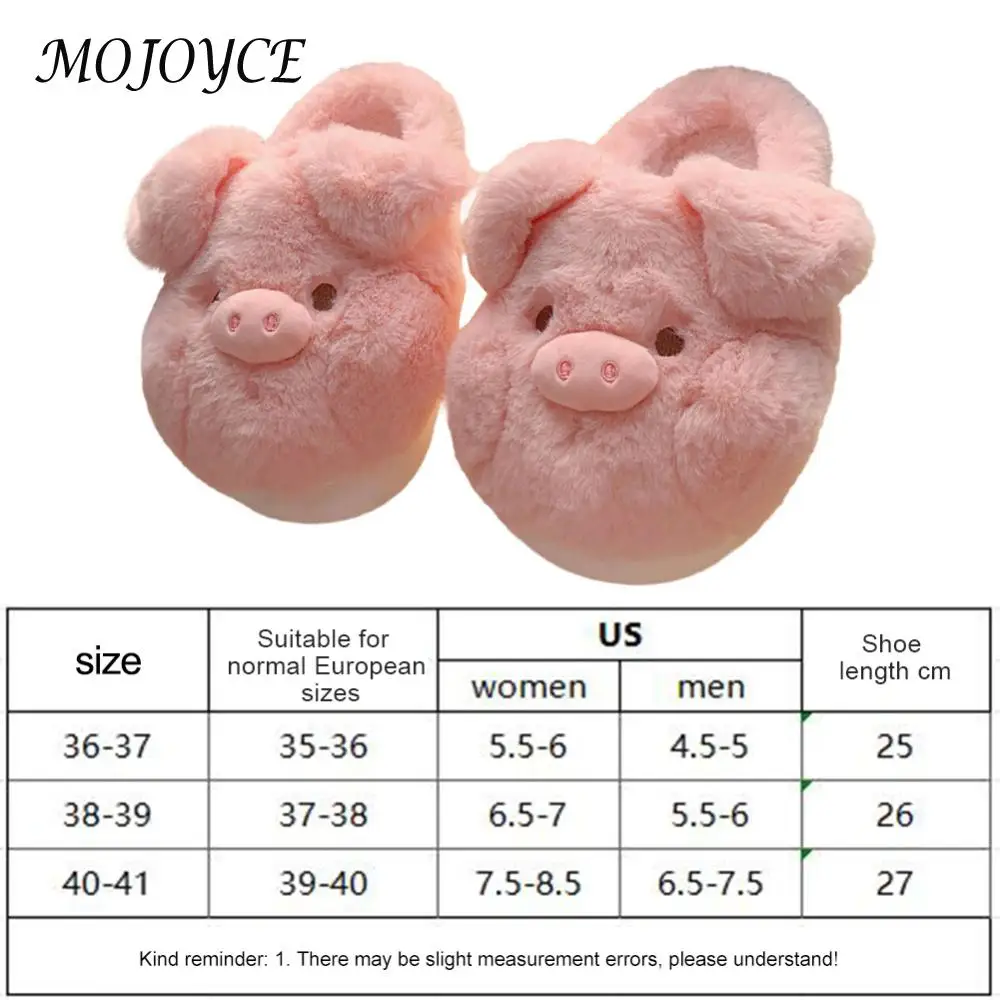 Plush Pig Slippers Slip-on House Shoes Non Slip Flat Thermal Slippers Comfortable Furry Thick Sole Slippers for Indoor Bedroom 6