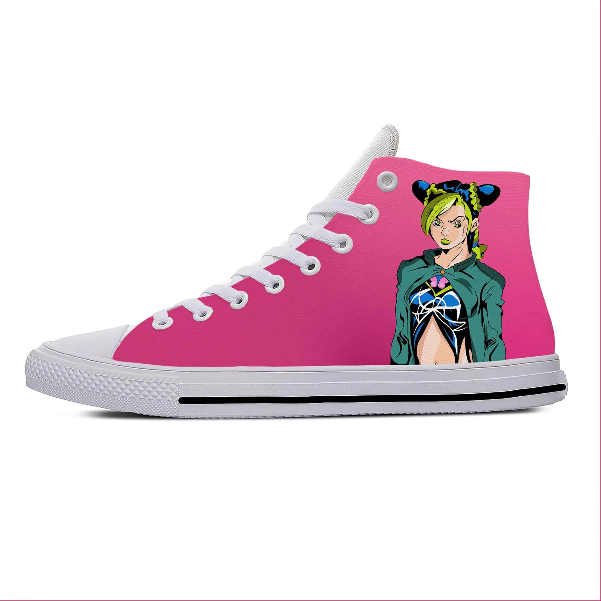 

Anime Cartoon Jojo Bizarre Adventure Cujoh Jolyne Casual Cloth Shoes High Top Lightweight Breathable 3D Print Men Women Sneakers