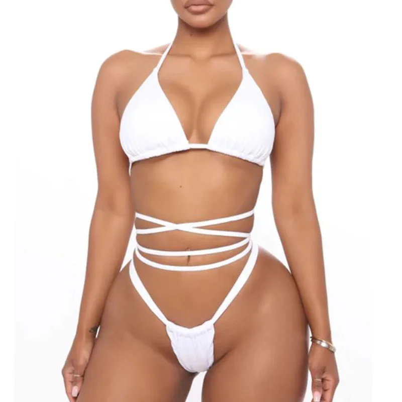 2pcs Sexy Women Summer Swimwear Bikini Set Bra Thong Beach Swimsuit