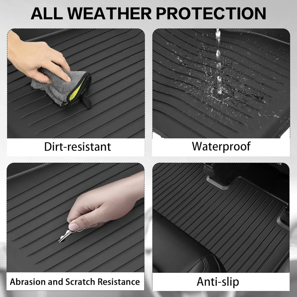 For Tesla Model 3&Model Y-Highland XPE Floor Mats,All Weather Waterproof Anti-Slip Front & Rear Trunk Mats Cargo Liner