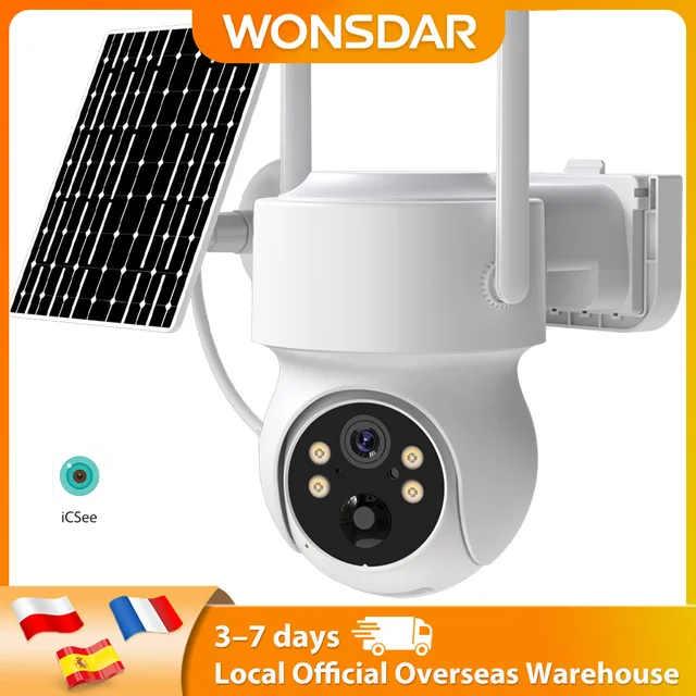 WONSDAR batterie intégrée WiFi PTZ caméra IP solaire sans fil extérieure caméra de Surveillance vidéo HD longue durée de veille iCSee 1