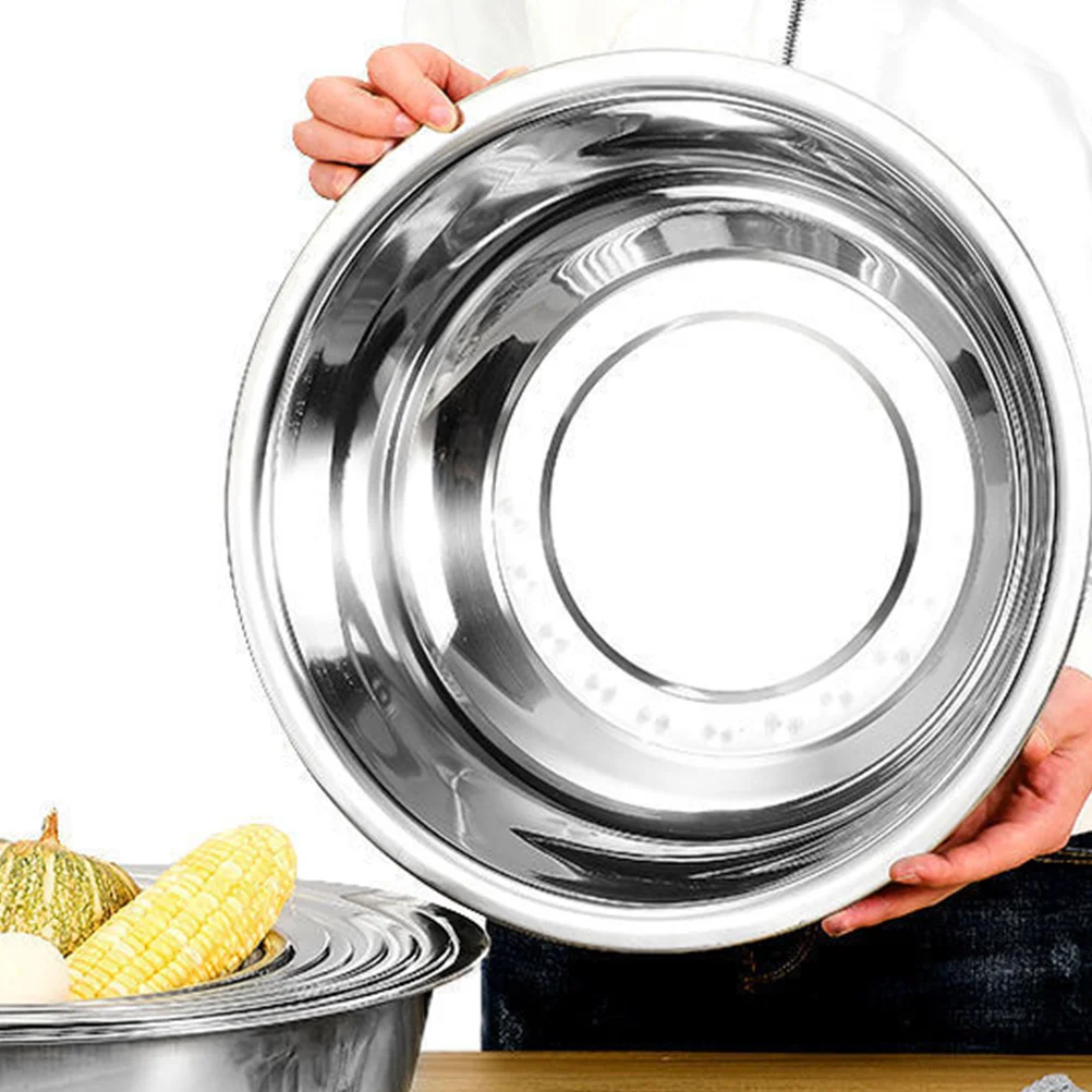 Steel Mixing Wash Vegetable Bowl Metal Fruit Deep Washing Kitchen Stirring Stainless Basin Egg Prep Sourdough Soup folding wash basin collapsible wash basin foldable wash basin