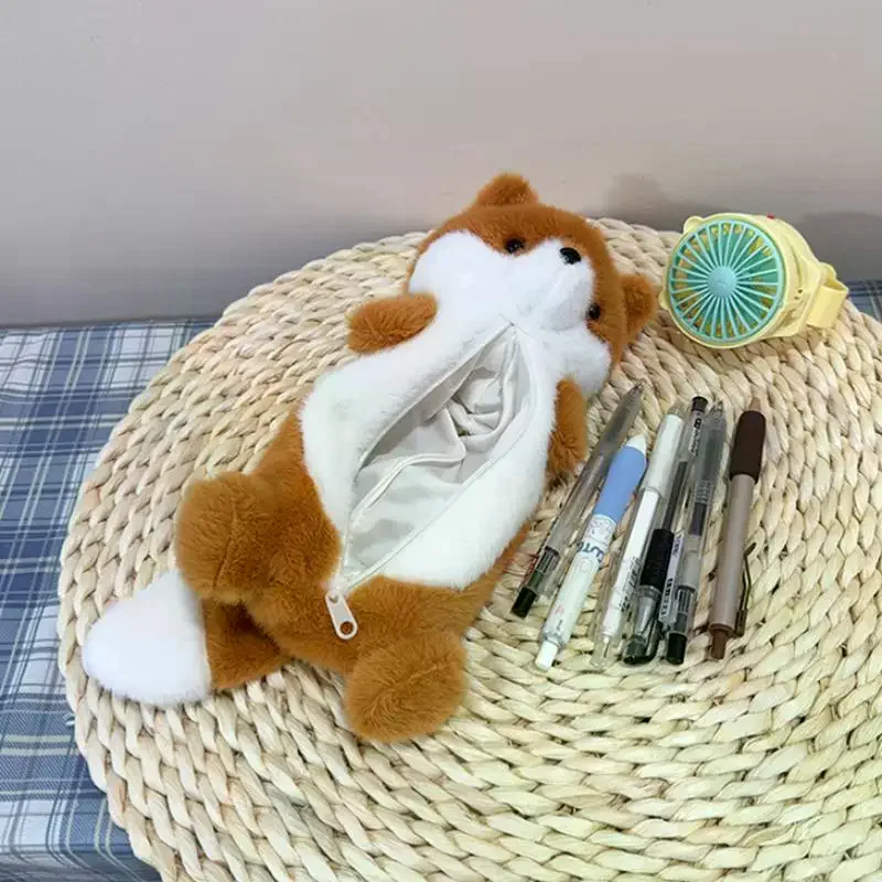 Adorable Plush Otter Pencil Case and Cosmetic Bag – Portable Large Capacity Stationery Storage
