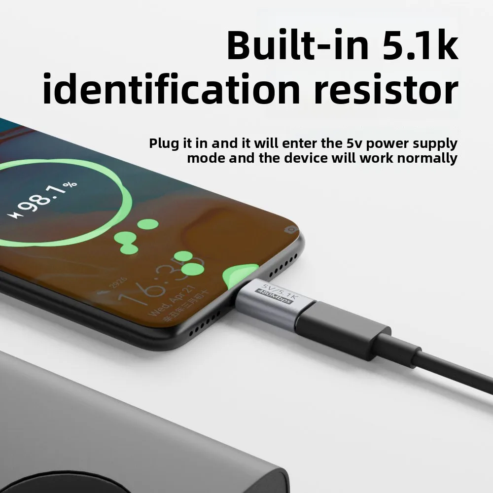 5V 5.1k 저항 충전 어댑터 USB C 남성-USB C 여성 어댑터 (면도기, 트리머, 헤드폰, 팬, 전동 드라이버용)