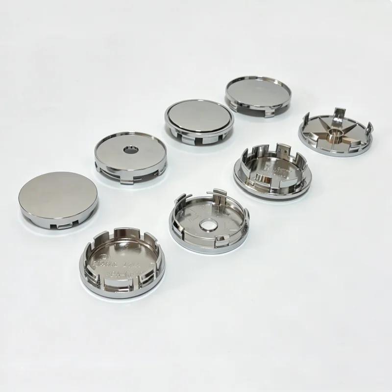 Universal Black Chrome Silver Blank Base Rim Cap Set - 4 Pieces