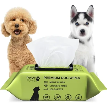 Pawfume Dog Wipes 100 Count Pet Wipes Hypoallergenic Gentle Cleaning Wipes for Eyes Face Butt and Paws Ideal for Daily Grooming