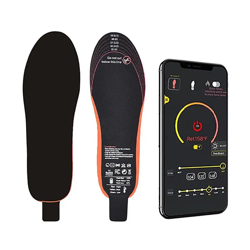 USB Electric Battery Rechargeable Heated Shoe Insoles Waterproof Foot Warmer APP Control for Men Women Skiing Hunting Hiking