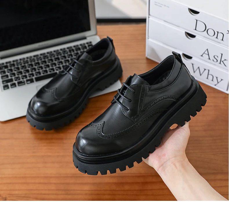 Britischer Stil Brogues für Männer Business Casual Fashion Pendeln 4CM dicke Sohle Lederschuhe männliche Plattform Hochzeitskleid Schuhe – Detail 13