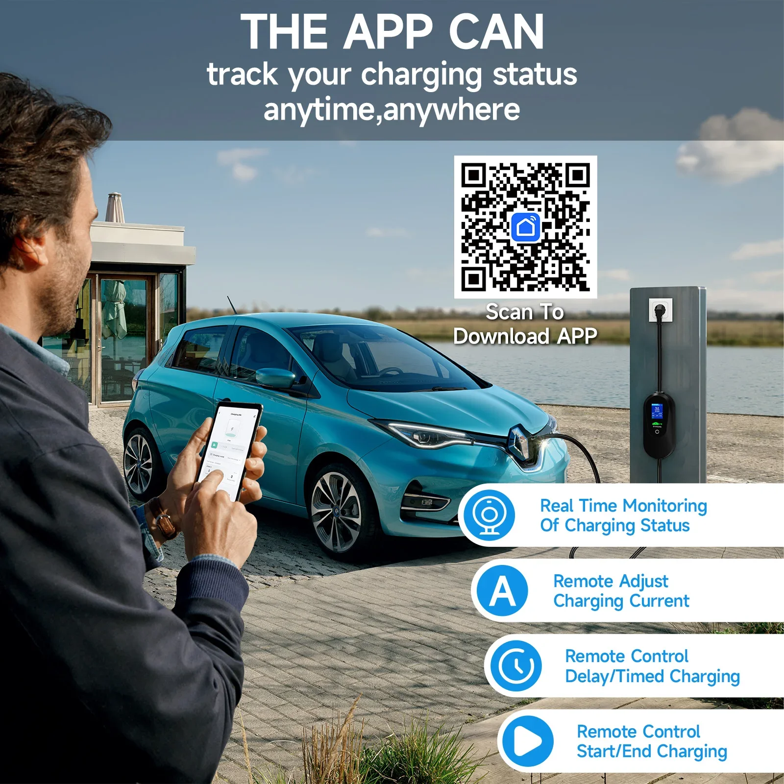 WiFi Electric Car Charger Puppyfc Type1 3.6KW 16A 1Phase Type2/GBT Plug Portable EV Charger Fast Charging Wallbox with Cable ev charger