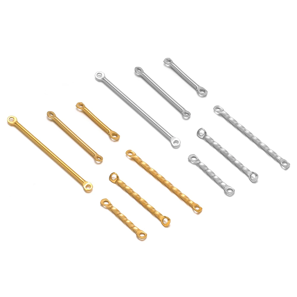 20 Teile/los Edelstahl 15/20/30mm Twisted Bar Links Stick Doppel Loch Anschlüsse Groß für DIY ohrring Halskette Schmuck Machen – Detail 1