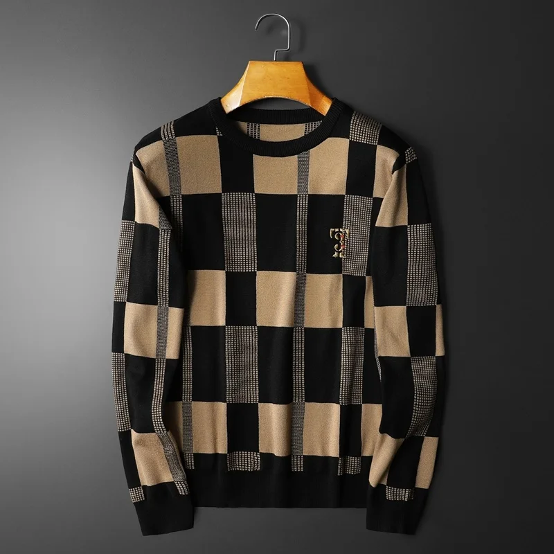 

Мужской трикотажный свитер с длинным рукавом, контрастной расцветки