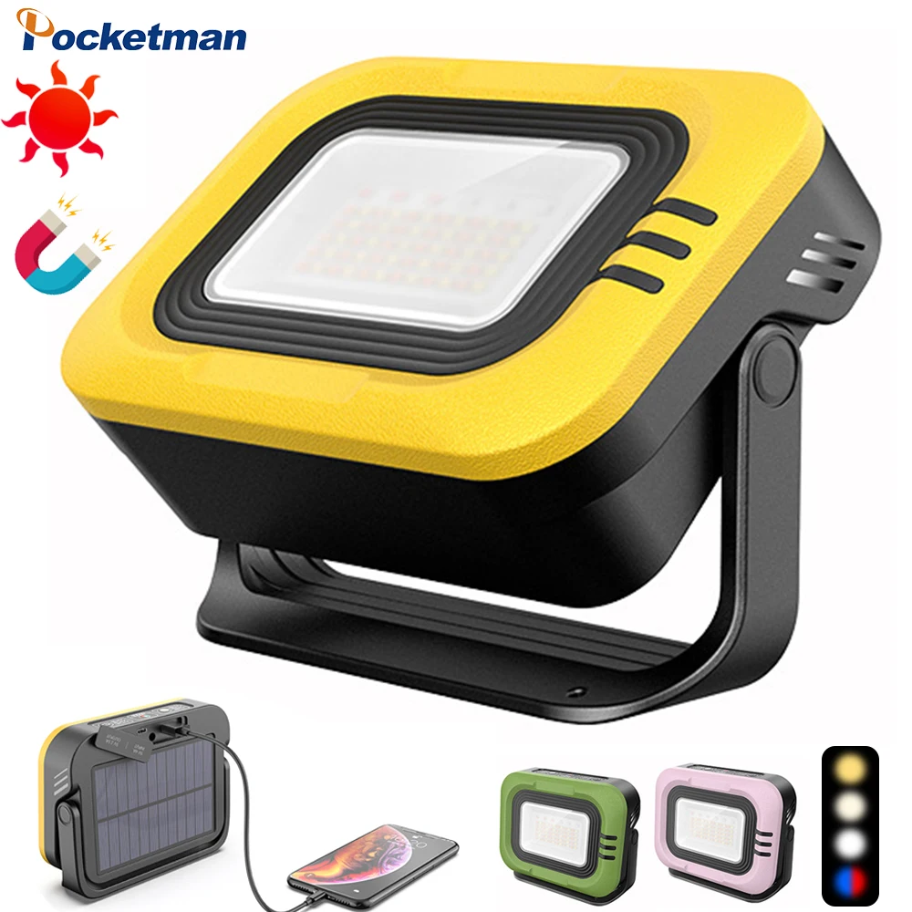 

7500mAh Portable Camping Lamp IP65 Waterproof Flashlight Solar Camping Spotlight Emergency Rechargeable Magnetic Led Work Light
