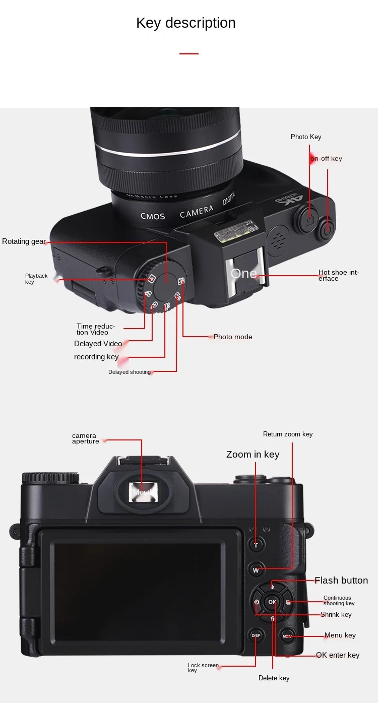 2022 New Drop Shopping 4K HD Digital Camera Micro Single Retro with Professional Digital Camera Vlog Support External Lens digital camera with wifi