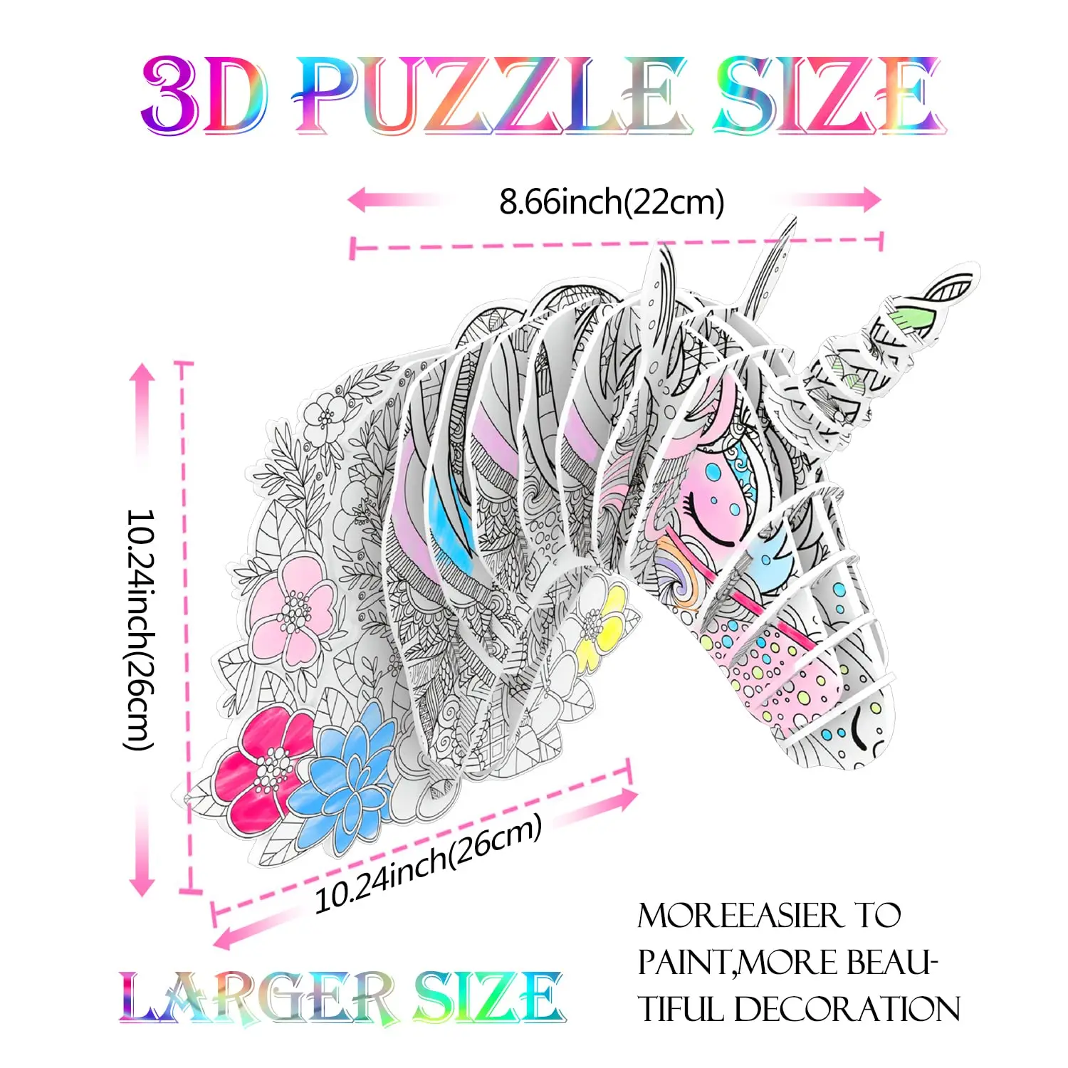 Kids 3D Puzzle Set Elk, Art Coloring Painting Puzzle with 10 Coloring Pen  Educational Creative DIY Toy Gift for for 3 4 5 6 7 8 9 10 11 12 Year Old