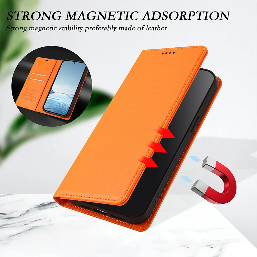 Premium Magnetic Leather Flip Wallet Case - Elegant Back Cover