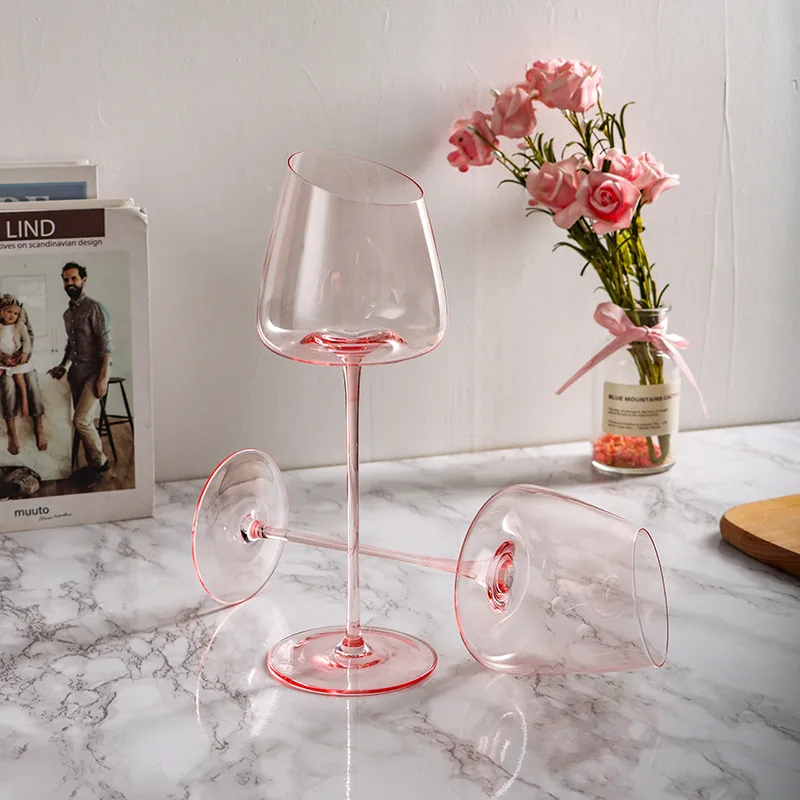 Nordic Vertical Grain Slanted Glass Goblet Wine Glasses Lead-Free Crystal  Champagne Cup Bar Home Light Luxury Hand Blown Barware - AliExpress