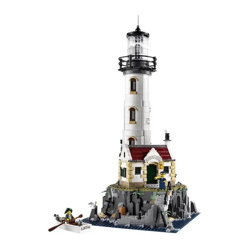 2065pcs 전기 등대 건축 교육용 섬 코티지 빌딩 블록 장난감 모델 선물 자동 회전 21335