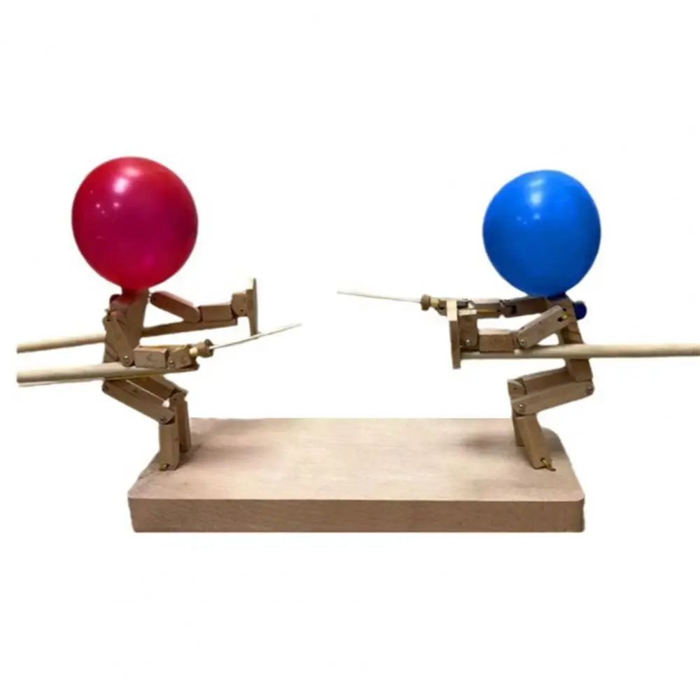 

Head Balloon Battle Handmade Wooden Fighter Toy Set with Fast-paced Balloon Battle Bamboo Man Fencing Puppets Includes Twenty