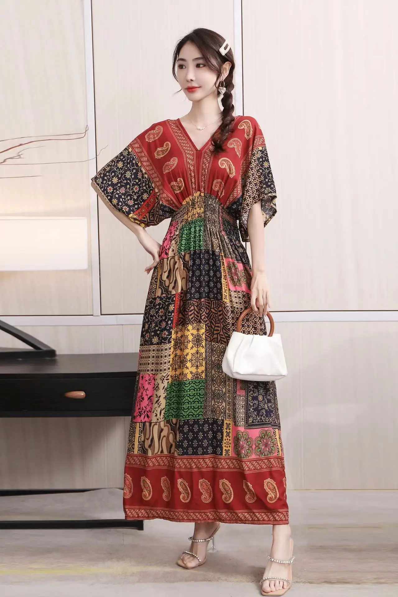 indian summer dresses An Dress  Aaral Clothing Pure cotton is most gentle on skin and also an easy care Green Block printed midi Dress