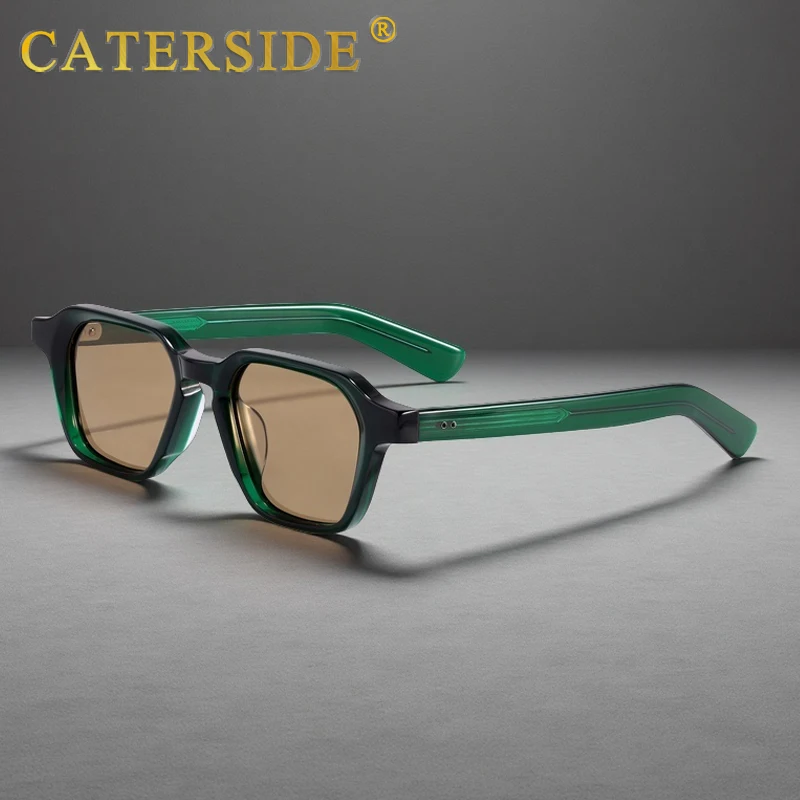 CATERSIDE Acetat-Rahmen, Vintage, runde Herren-Sonnenbrille, kleiner Rahmen, hochwertige Sonnenbrille für Damen, Party, Reisen, Outdoor-Brille