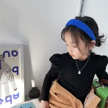 

Girls spring autumn puff sleeve base Tops long sleeve rainbow stripe T shirts 2-7Y