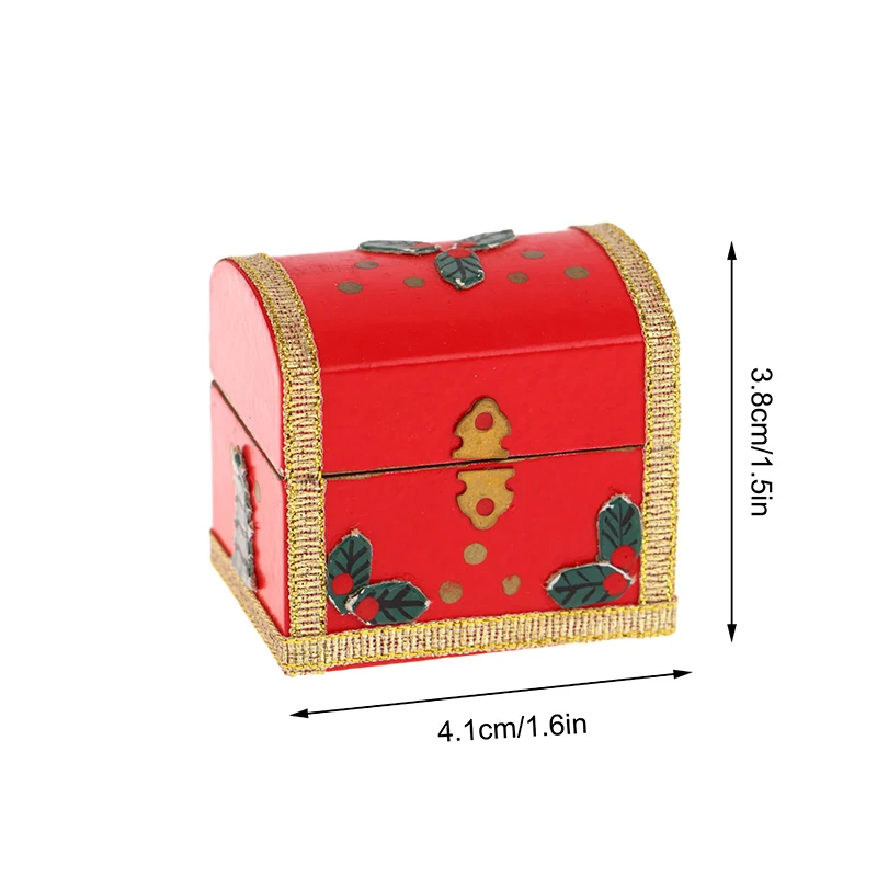 1Pcs 1:12 Dollhouse Miniature Toy Chest Christmas Box Decor Bear Walking Stick Rocking Horse Bell Model Doll House  Accessories images - 6