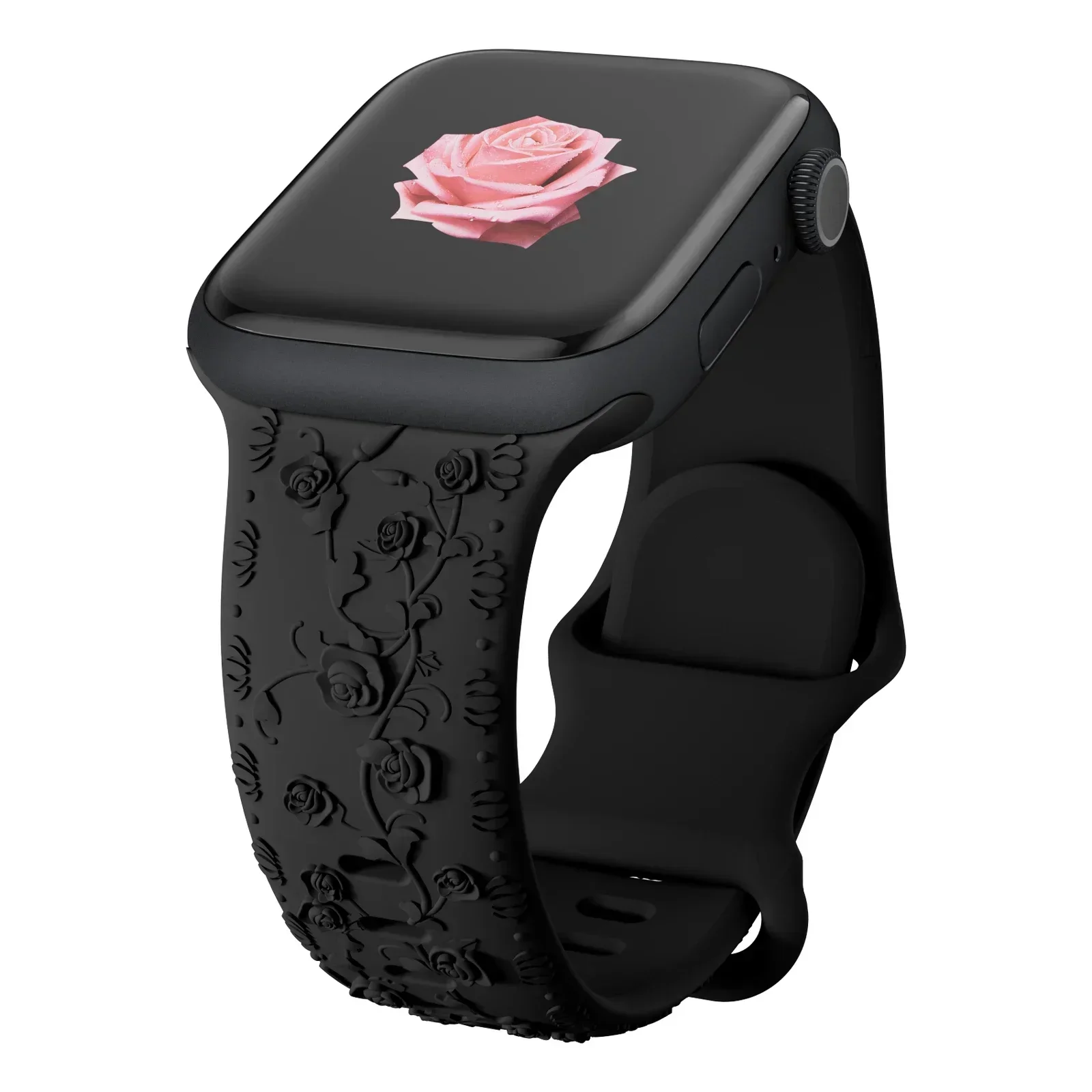 Floral Engraved Silicone Watch Band Bracelet