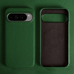 Luxury Magnetic Genuine Leather Case - Premium Shockproof Back Cover with Full Protection and MagSafe Compatibility - Google Pixel 11 (Velvet Green 6211)