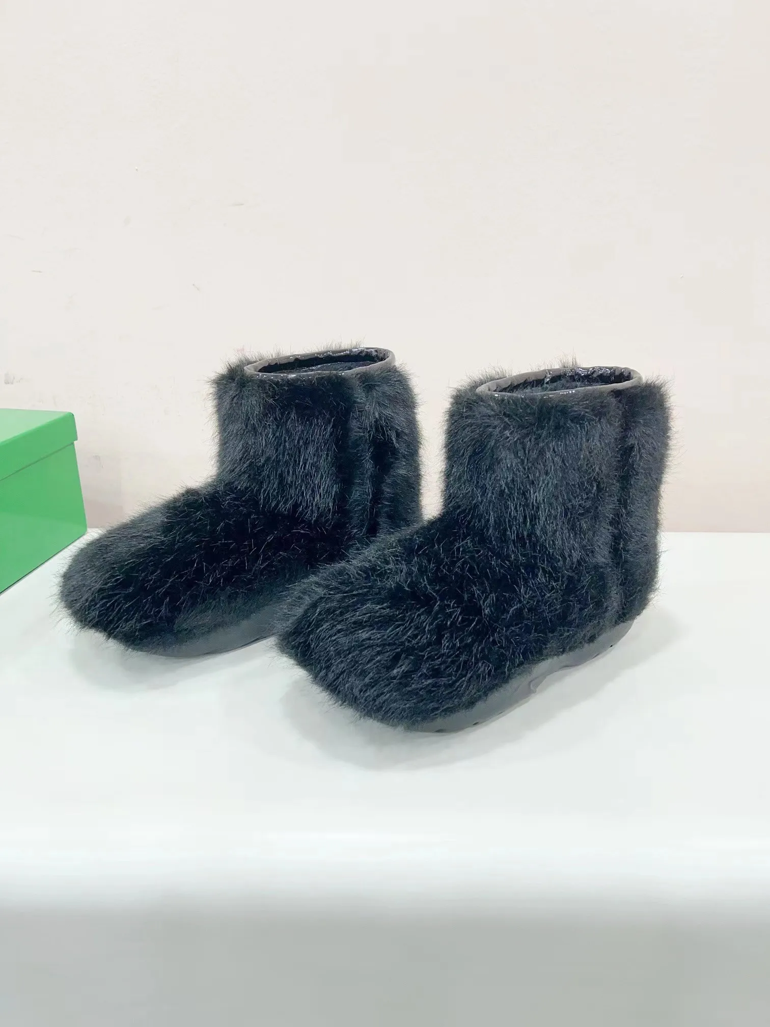 

2023 Classic Wool Riding Boots Autumn Winte Round Head Heighten Snow Boots Black Sexy Keep Warm High Heel Women Boots