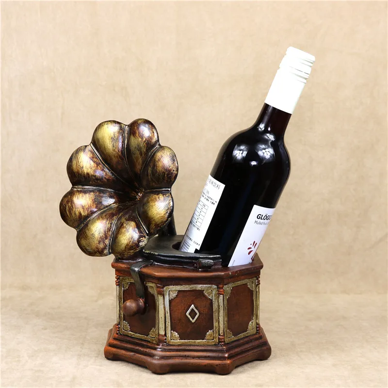 VintagePhonographModelWineBottleHolderDecorativeGramophoneWine