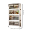 4 Tier Plastic Storage Containers with Doors & Wheels Foldable Organization Folding Storage Boxes for Living Room Bedroom Office 6