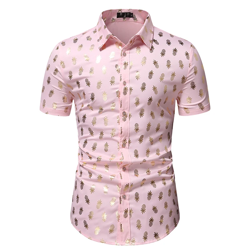 Mens Pink Pineapple Bronzing Print 