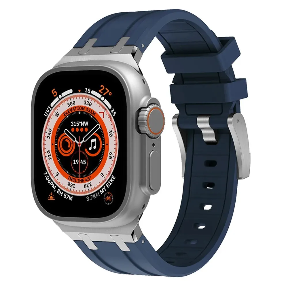 Titanium Metal Head Silicone Band with Rubber Strap