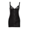 Women's Sexy Party Bodycon Leather Latex Dress Slim Package Hip Mini Dress Deep V Neck Front Zipper Female Clothing with Thongs 3