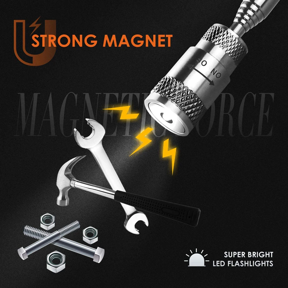 Telescopic Magnetic Pen Extendable Pickup Rod Stick with Light Mini Portable Magnet Pick Up Tool for Picking Up Screws Nut Bol
