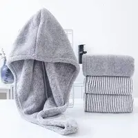 Wholesale of New Gray Bamboo Charcoal Dry Hair Caps, Soft Water Absorbing Shower Caps,home and Daily Dry Hair Towels 6