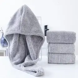 Wholesale Gray Bamboo Charcoal Hair-Drying Caps: Soft, Water-Absorbent Shower Towels (2)