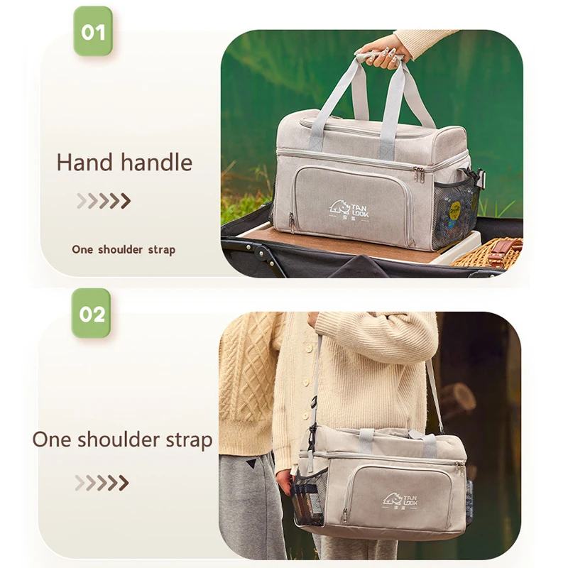 30L Camping Cooler Bag Large Capacity Waterproof Liner Thermal Insulated Picnic Lunch Bag Family Outdoor BBQ Storage Cooling Box
